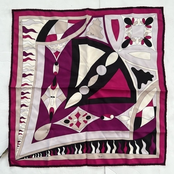 𝅺Emilio Pucci nwt bright color silk scarf abstract print - Picture 3 of 9